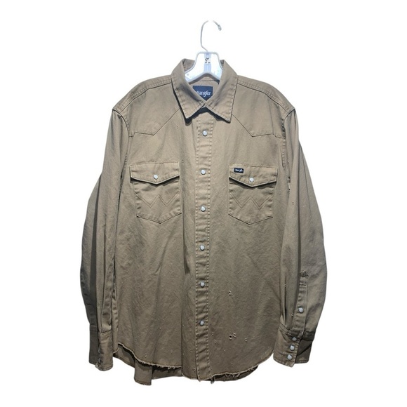 Vintage Men’s Distressed Snap Front Heavy Weight Long Sleeve Sz Large - Picture 1 of 5